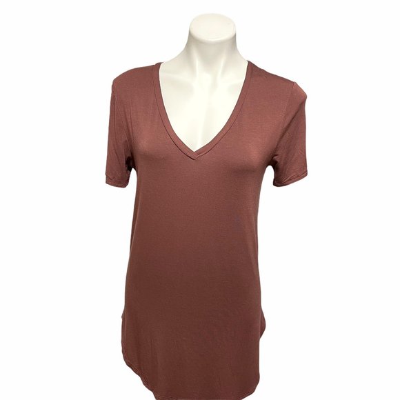 Carly Jean Los Angeles Small V Neck Short Sleeve Tunic T Shirt - Picture 2 of 6